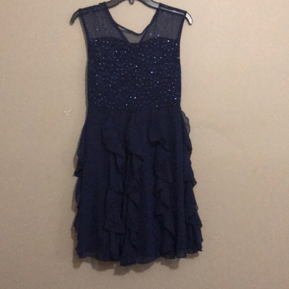 Blue glittery ruffled dress